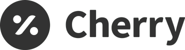 Logo for Cherry. A bold black circle with a white percentage symbol inside sits to the left of the word "Cherry," written in bold black text on a light gray background—perfect for a modern veterinary clinic or vet branding.